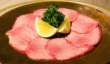 Full Blood Wagyu Ox Tongue thin slice close-up