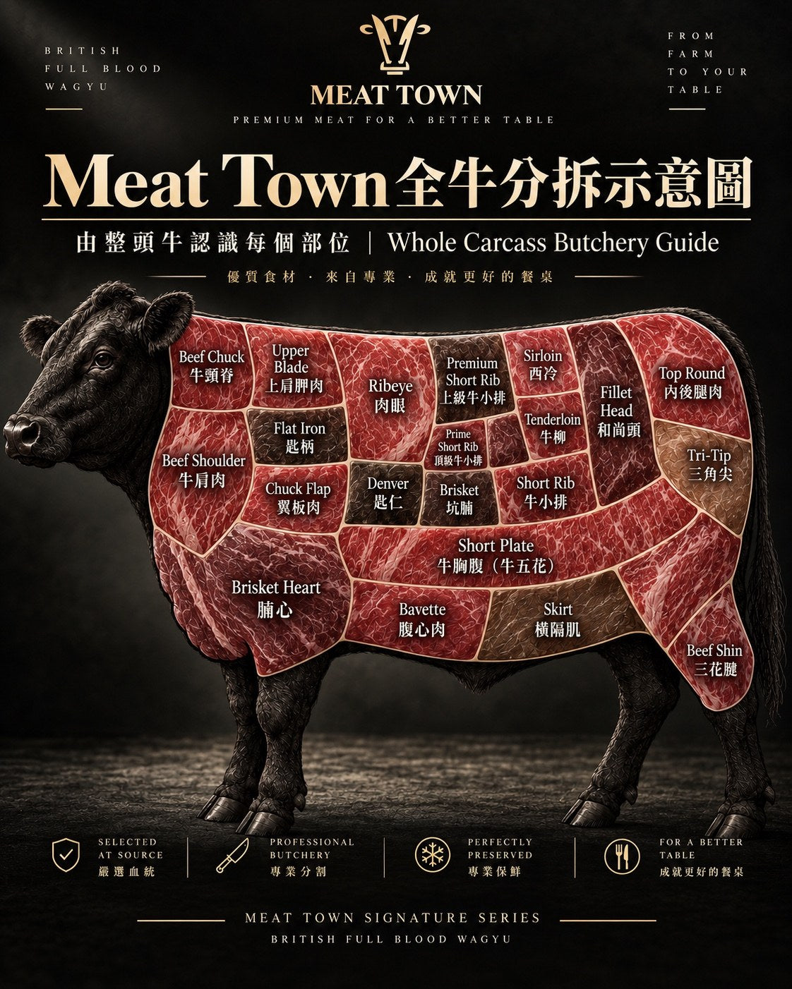 Meat Town dark professional Whole Carcass Butchery Guide
